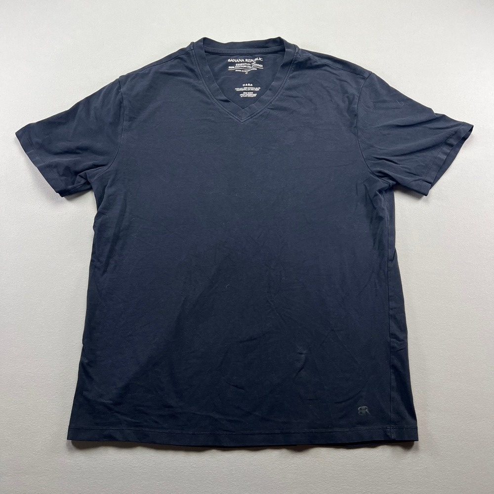 Banana Republic Essential T Shirt Men's Medium Black Stretch V Neck Pullover